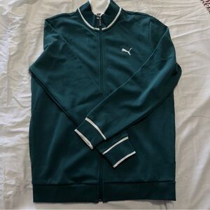 Puma Men’s Teal Zip-Up Track Jacket with White Trim